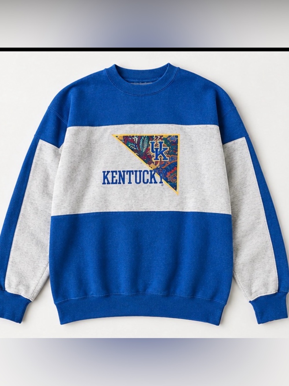 Kentucky Colorblock Blue and Gray Crewneck Sweatshirt